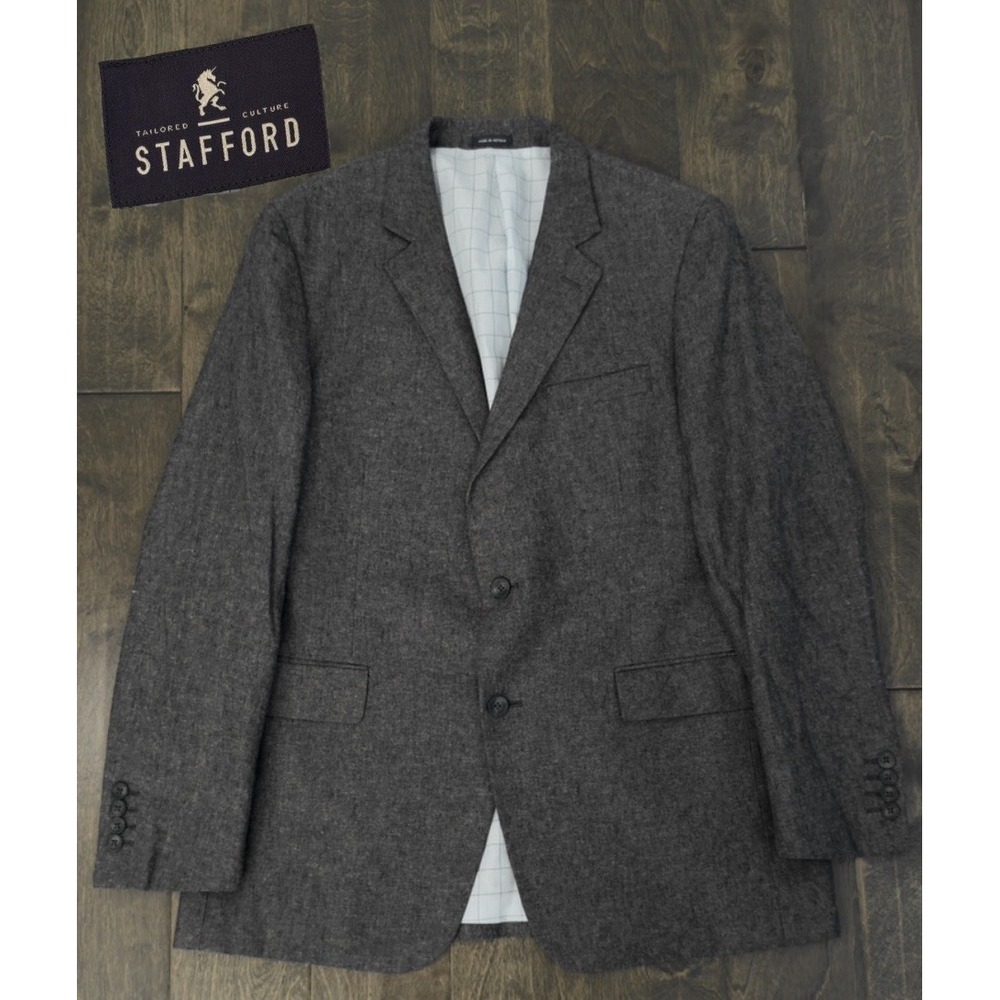 Stafford Mens Linen Cotton Blazer Sport Coat Casual Jacket Size 42R Classic Suit